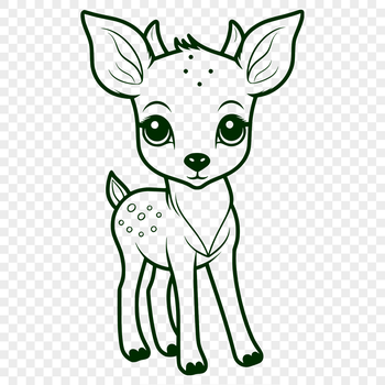 A full-body illustration of a doe deer in a natural environment.