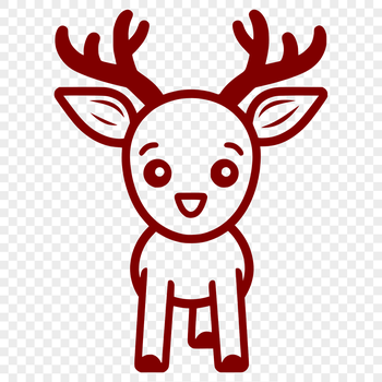 A simple line drawing of a doe standing upright on all fours in a neutral background.