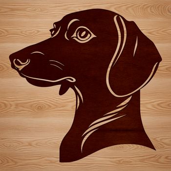 An SVG image featuring the face of a friendly Dachshund breed dog.