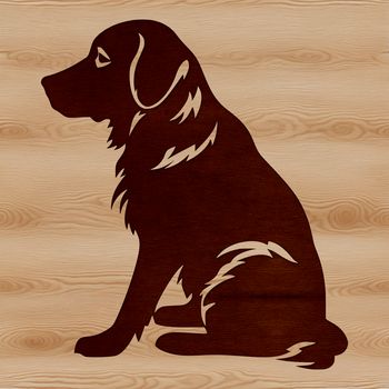 Golden Retriever dog sitting in a realistic illustration.