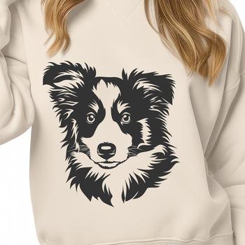 Close-up vector illustration of a Shetland sheepdog's head.