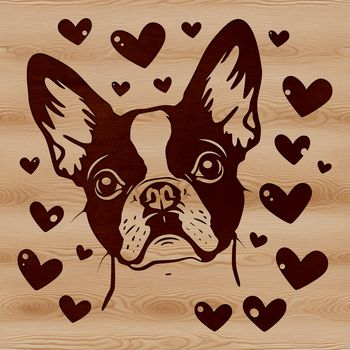 A small breed dog with a distinctive head shape and expression, designed as a vector image.
