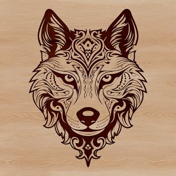 A portrait of a husky dog with distinctive facial features.