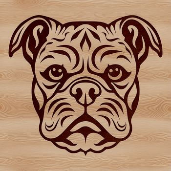 A stylized illustration of a bulldog's head, suitable for clip art and design projects.