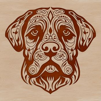 A high-quality vector illustration of a Rottweiler's head, designed for digital use and suitable for various applications.