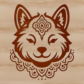 A detailed illustration of a Shiba Inu dog's head, suitable for use in vector art designs.