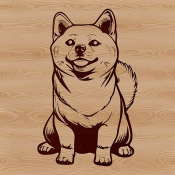 A seated Shiba Inu dog breed, suitable as vector clip art for various design applications.