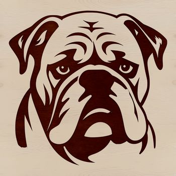 A stylized illustration of a bulldog's head, ideal for vector graphics and clip art.