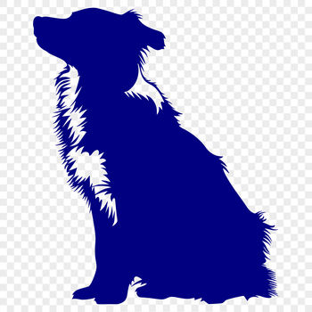 A sitting Australian Shepherd dog with a distinctive coat pattern, depicted in vector format.