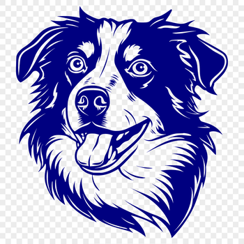A vector illustration of a loyal Australian Shepherd dog's head.