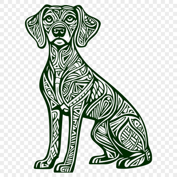 A full-body illustration of a sitting Weimaraner dog in vector format.