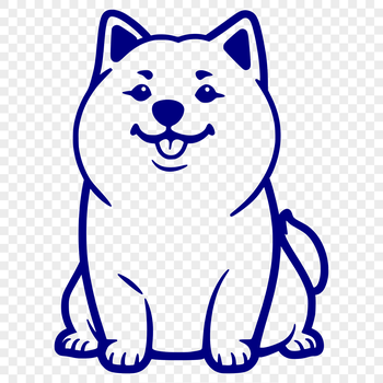 A simple line drawing of a full-body Shiba Inu sitting on its haunches, suitable for various design purposes.