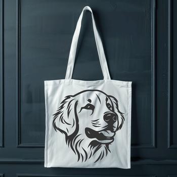A illustration of a Golden Retriever's head, suitable for vector art and design.