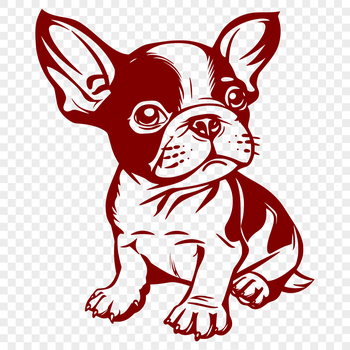 A stylized vector illustration of a Boston Terrier's head, suitable for digital design and crafting projects.