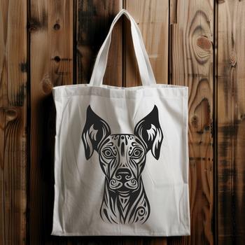 A detailed illustration of a Doberman Pinscher's head, suitable for vector art and graphic design.