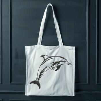 A realistic illustration of a dolphin in the ocean, suitable for graphic design projects.