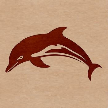 A detailed illustration of a dolphin in the ocean, showcasing its sleek body and dorsal fin.