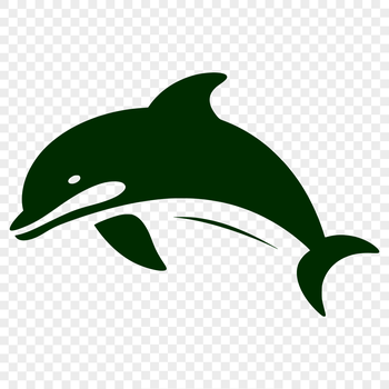 A stylized illustration of a dolphin's full body in vector format.