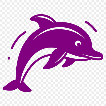 A full-body illustration of a dolphin, suitable for use as vector art in various design formats.