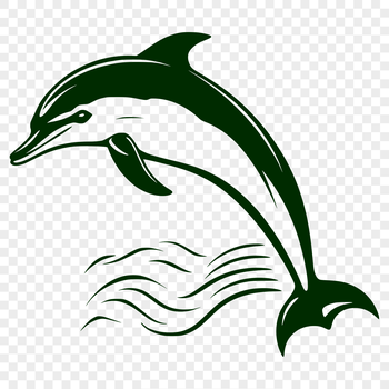 A stylized illustration of a dolphin in full body view, suitable for vector graphics design.