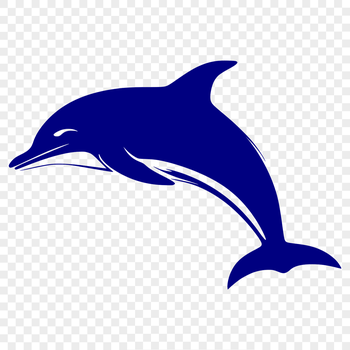 A detailed illustration of a full-body dolphin, suitable for use in vector designs and cutting machine projects.