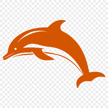 A full-body illustration of a dolphin, a marine mammal that swims in the ocean.