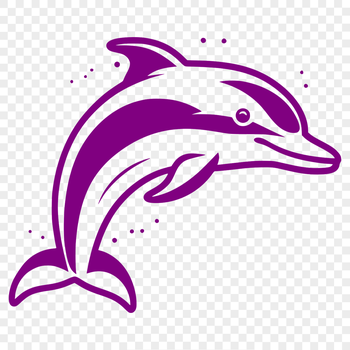 A detailed illustration of a full-body dolphin in a naturalistic pose.