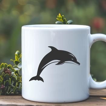 A detailed illustration of a dolphin's full body, showcasing its streamlined shape and fin.