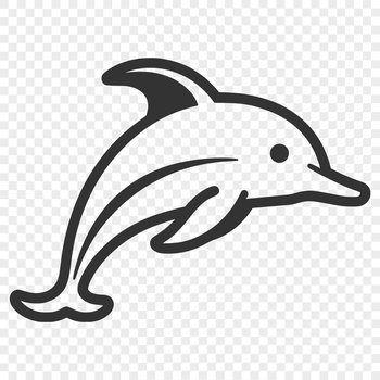 A simple line drawing of a dolphin's full body, a common sea creature.