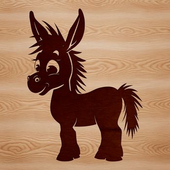 A cartoon donkey standing on four legs in a vector format.
