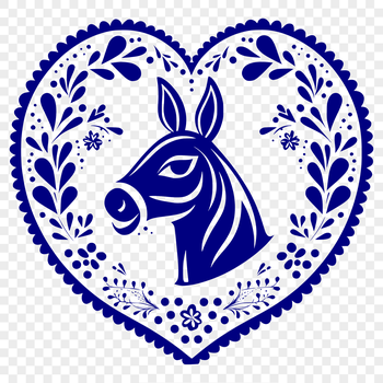 SVG illustration of a stylized donkey head with ornate details.