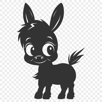 A full-body illustration of a standing donkey with a simple design.