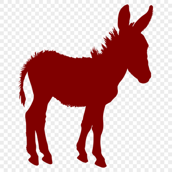 A donkey standing in profile, depicted as a simple vector silhouette.