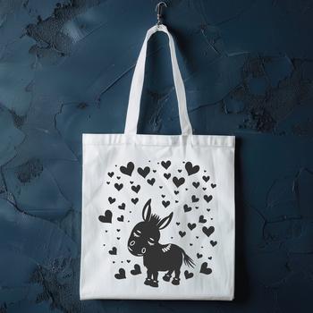 A vector art representation of a cute donkey, featuring a complete body with heart motifs.