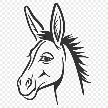 Illustrated donkey head graphic in vector format, suitable for digital and commercial projects.