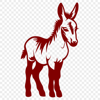 A standing donkey in full body view, suitable for vector design and printing.