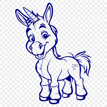 A stylized illustration of a standing donkey in full body view.