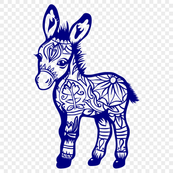 A detailed standing donkey depicted in full body with ornate details.