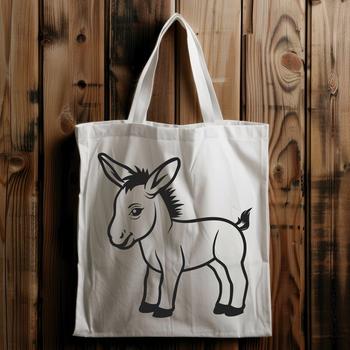 A simple line drawing of a standing donkey animal in full body form.