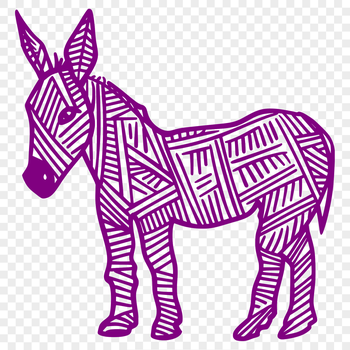 A standing donkey with ornate details depicted in a digital format.