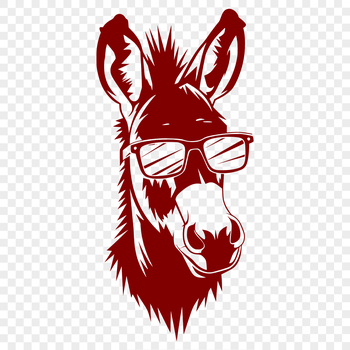 A cartoon donkey wearing sunglasses, designed as vector art.