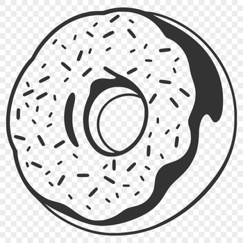 Illustration of a single round donut with frosting and sprinkles.