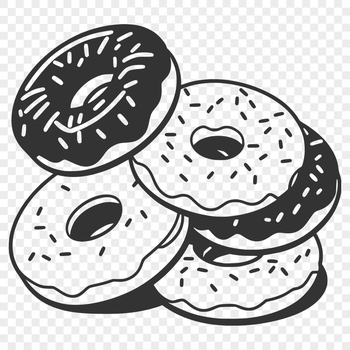 A simple illustration of a donut with a rounded shape and filled center.