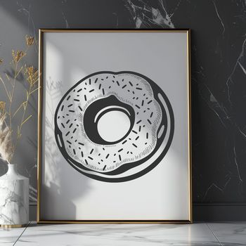 A stylized illustration of a glazed donut with sprinkles, suitable for vector art projects.