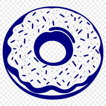 A colorful illustration of a glazed donut with sprinkles.