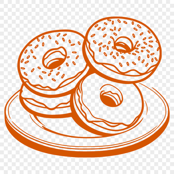 A colorful illustration of a glazed donut on a white background.