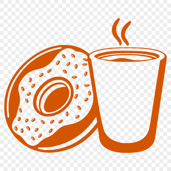 A vector illustration of a single glazed donut on a coffee cup, suitable for clip art designs.