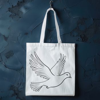 A stylized illustration of a white dove in flight.