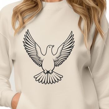 A detailed illustration of a dove, commonly associated with peace and faith in various religious traditions.