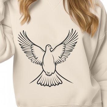 A white dove perched on a branch, illustrated in vector format.